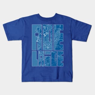 Adelaide, Australia Map Typography - Blueprint Kids T-Shirt